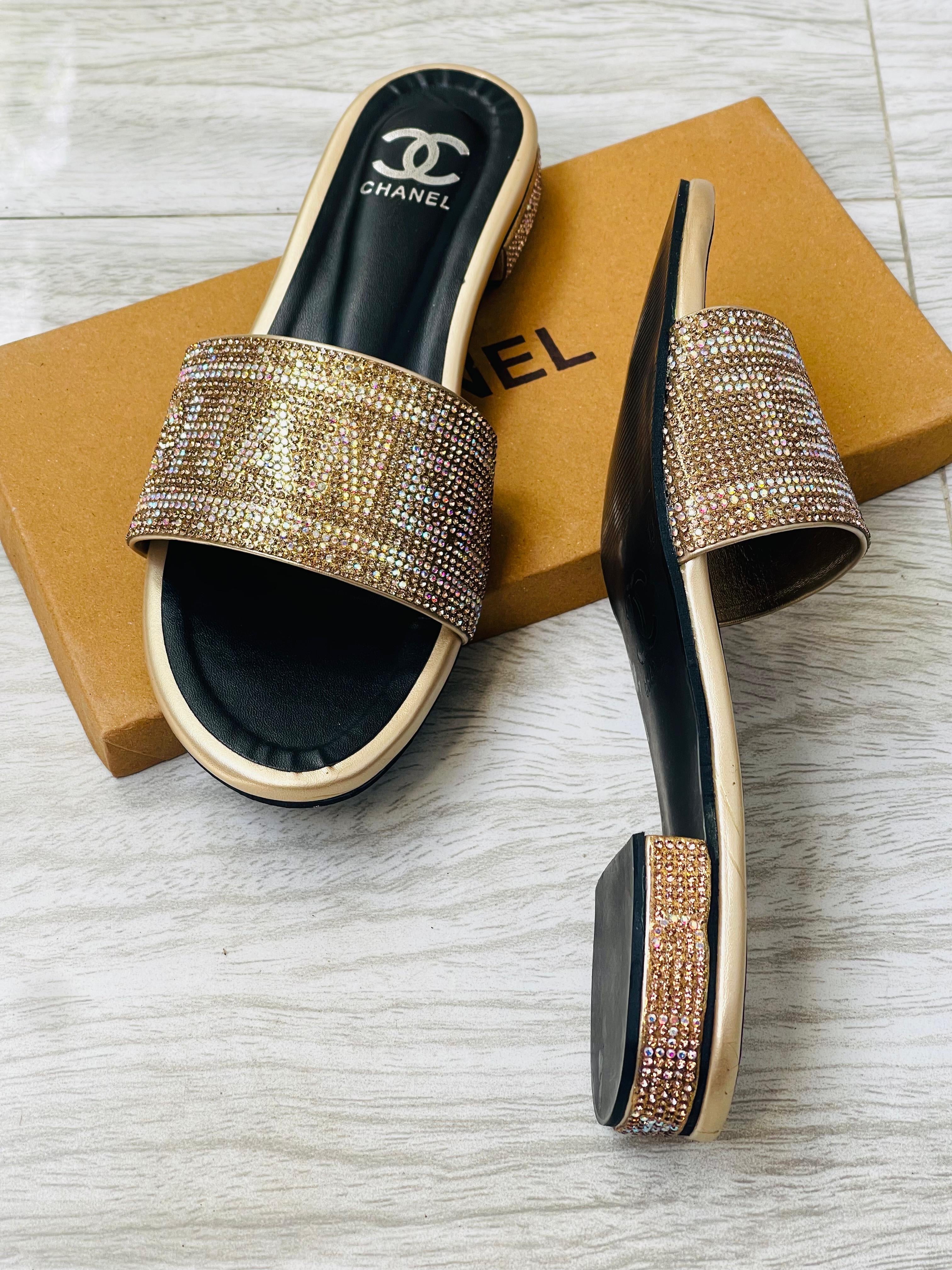 Channel Stone Heel Flats
