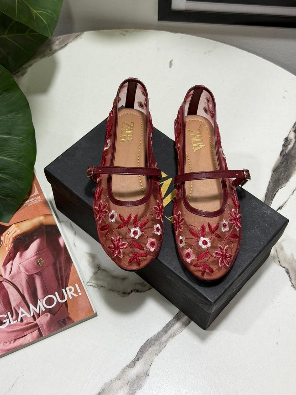 Zara Net Embroidered Pumps