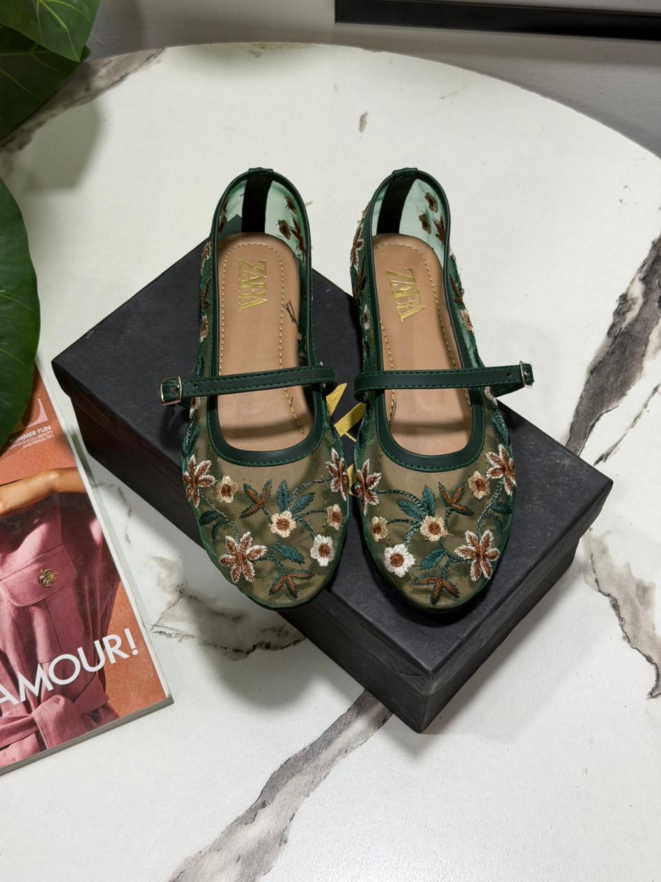 Zara Net Embroidered Pumps