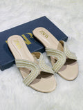 Zara Pearl Embroidered Flats