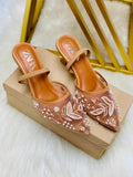ZARA Net Pearl Embroidery Heel