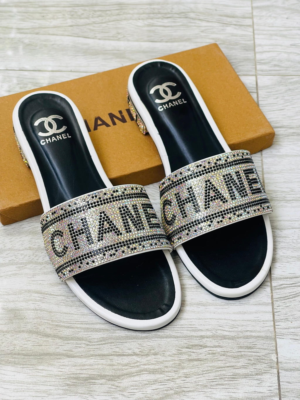Channel Stone Heel Flats