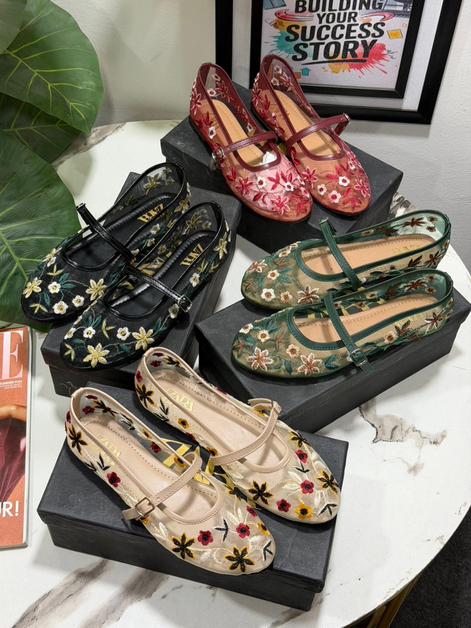 Zara Net Embroidered Pumps