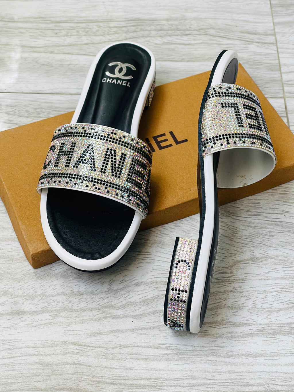 Channel Stone Heel Flats