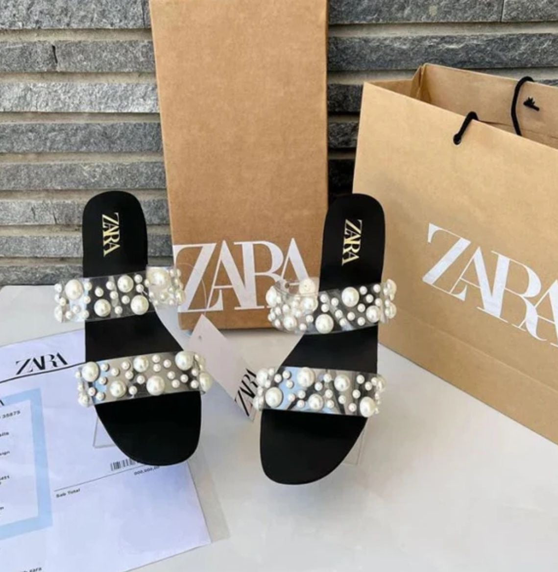 ZARA Pearls Flats