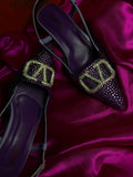 Valentino Crystal V Logo Slingback Heel